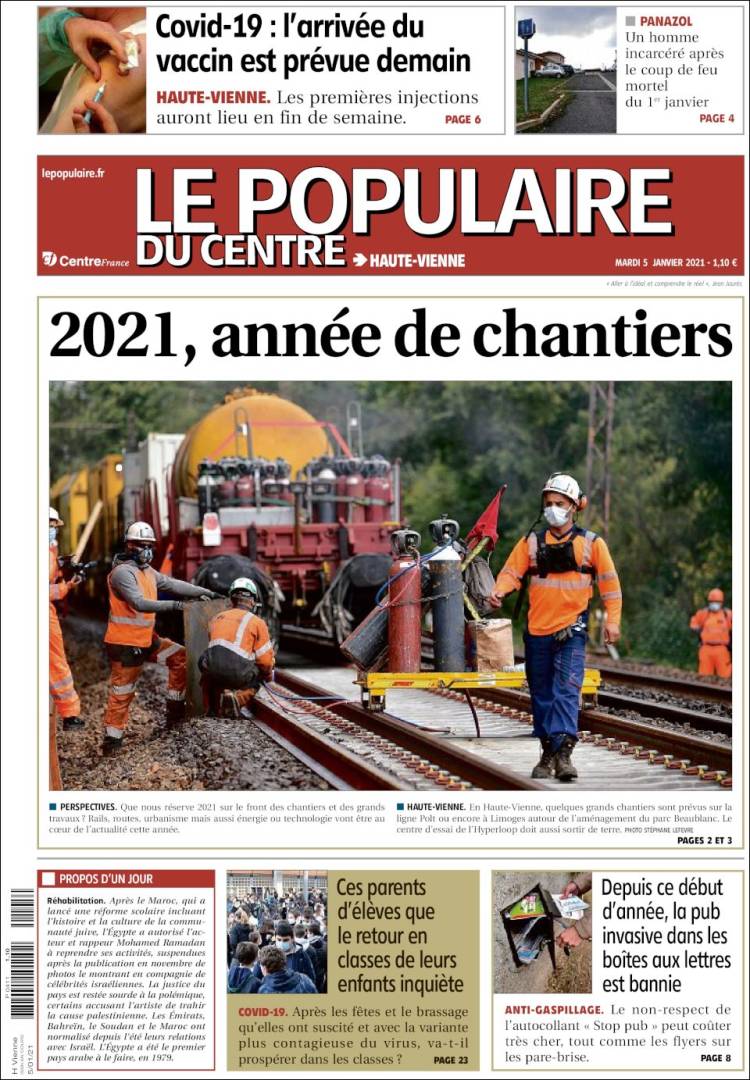 Portada de Le Populaire du Centre (Francia)