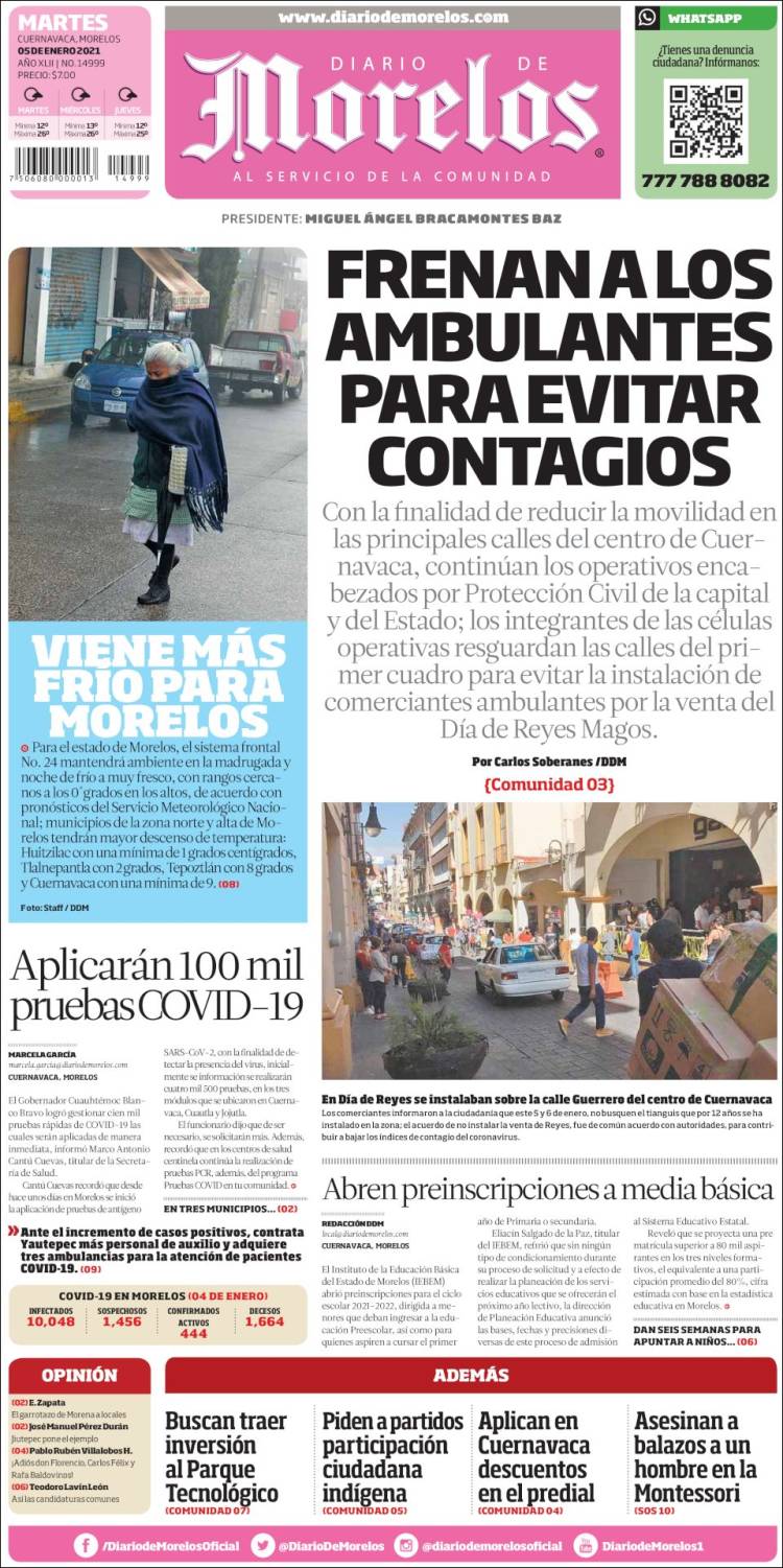 Portada de Diario de Morelos (México)