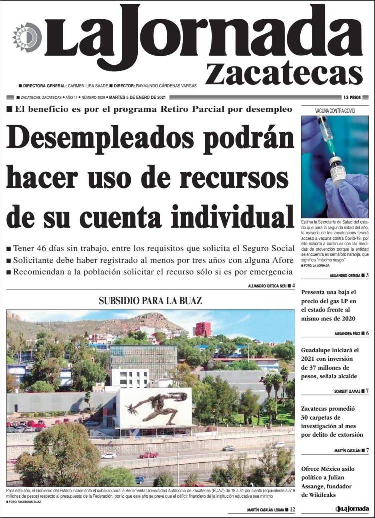 Portada de Jornada de Zacatecas (México)