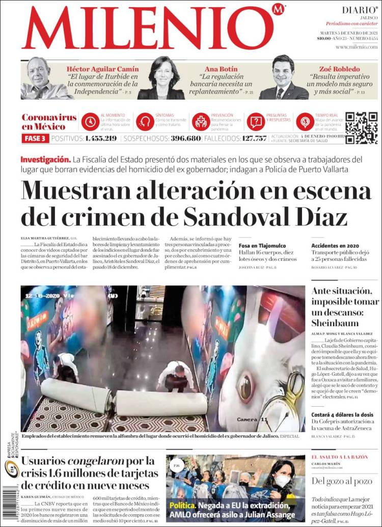 Portada de Milenio - Jalisco (México)