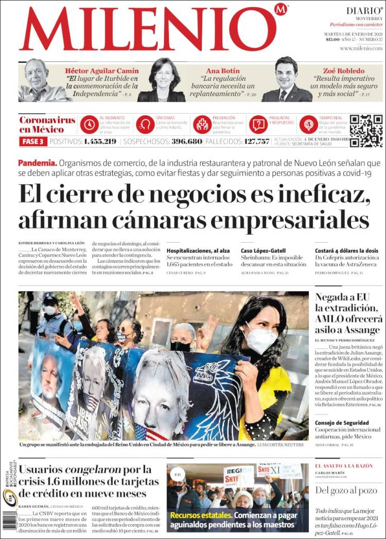 Portada de Milenio de Monterrey (México)