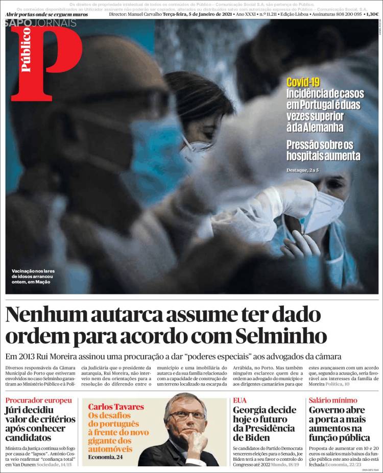 Portada de Público (Portugal)
