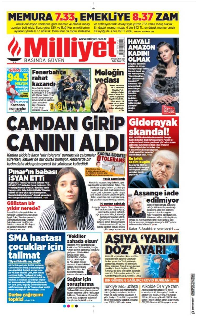 Portada de Milliyet (Turqu&iacute;a)