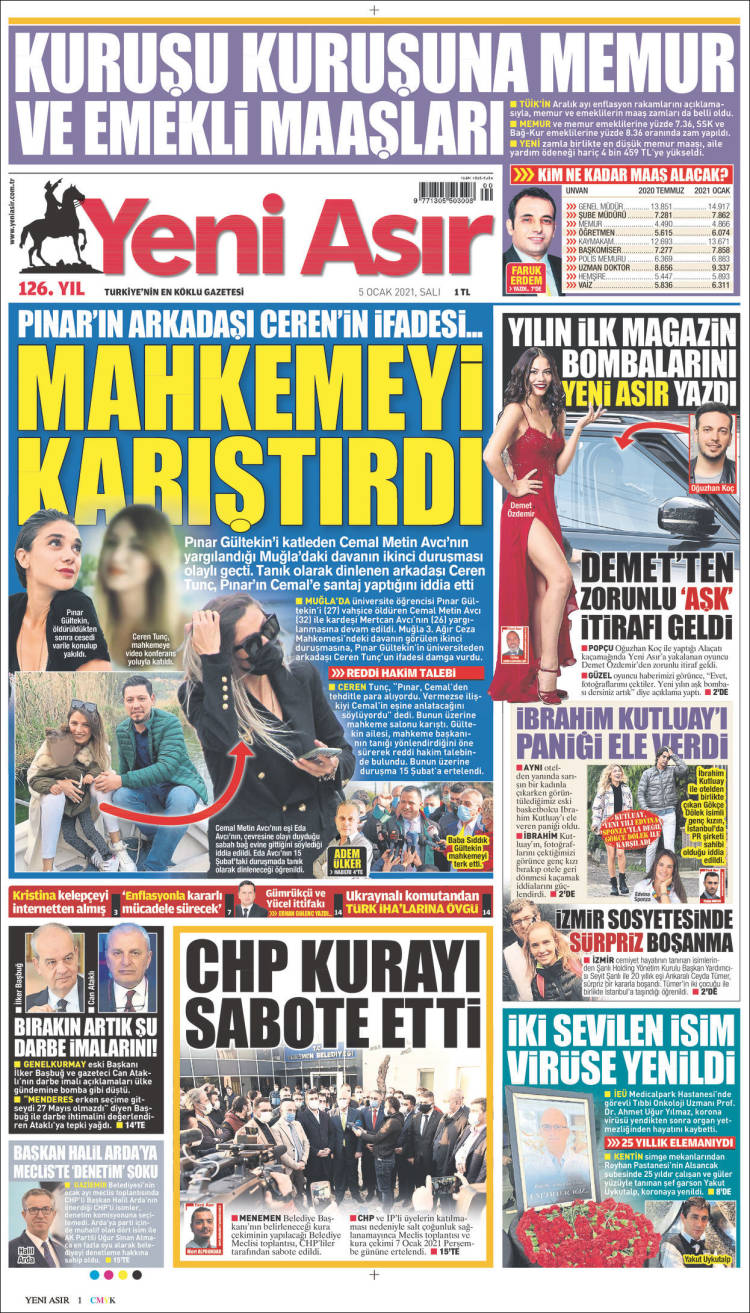 Portada de Yeni Asır (Turqu&iacute;a)