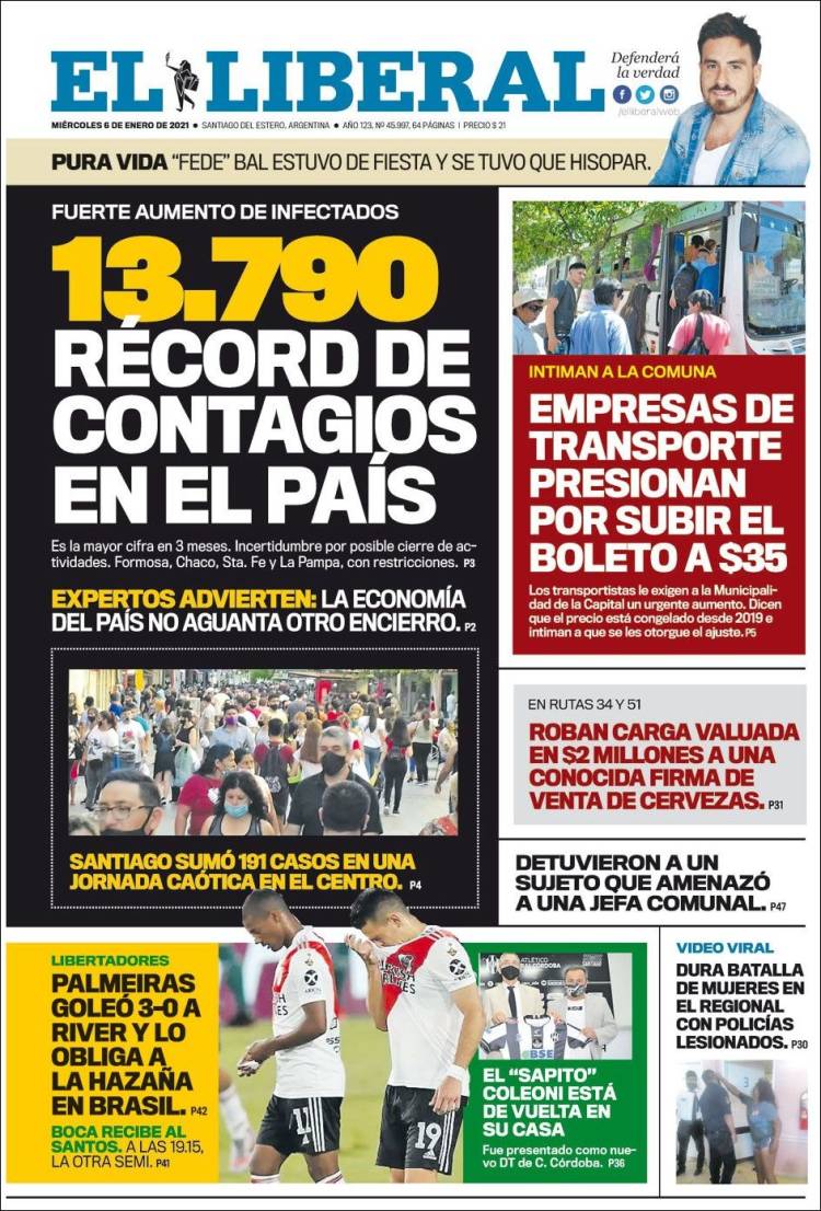 Portada de Diario El Liberal (Argentina)