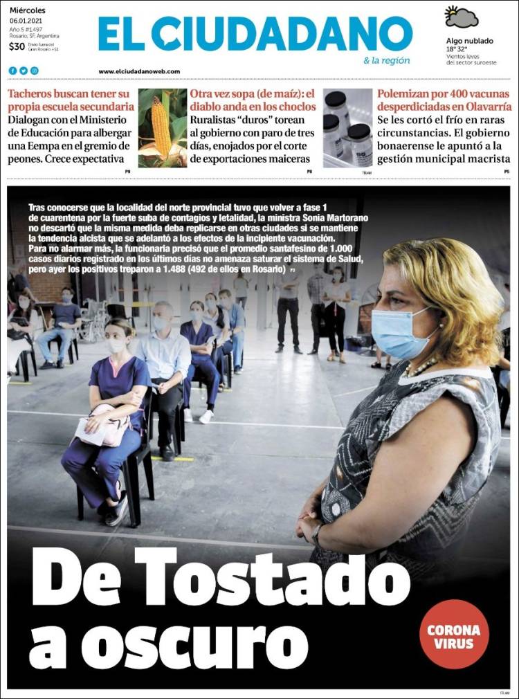Portada de Diario El Ciudadano (Argentina)