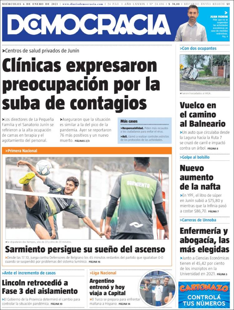 Portada de Diario Democracia (Argentina)