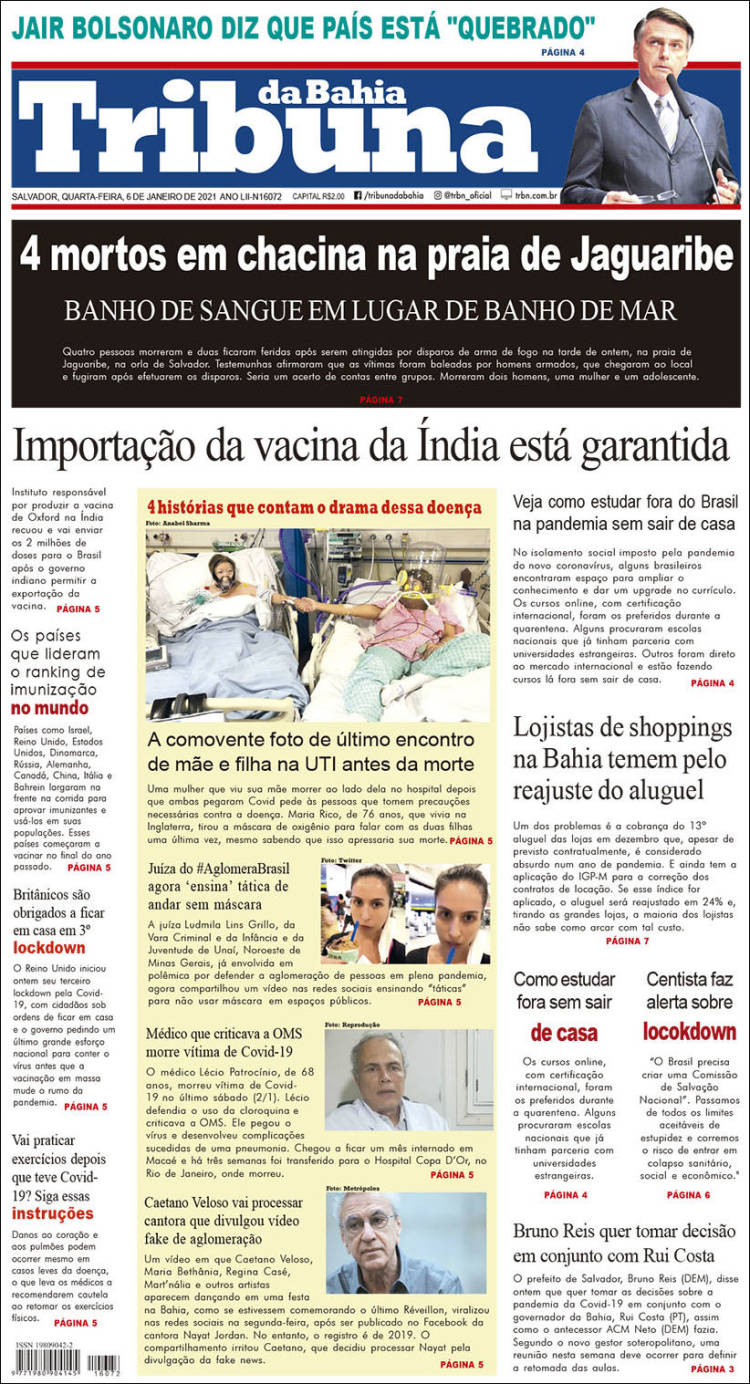 Portada de Tribuna da Bahia (Brasil)