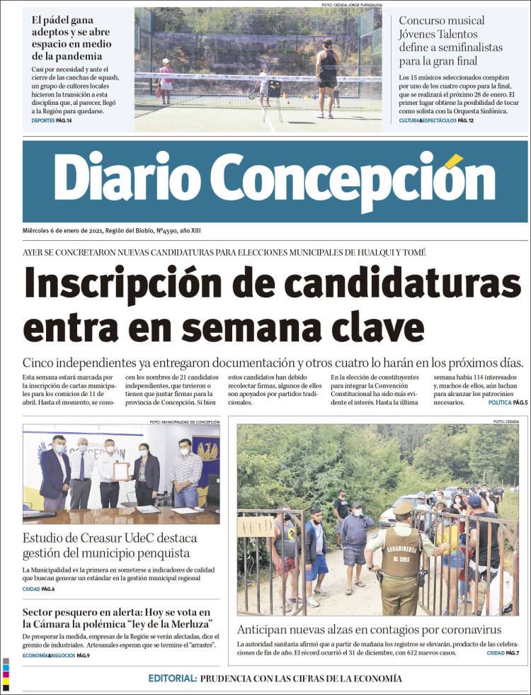 Portada de Diario de Concepción (Chile)