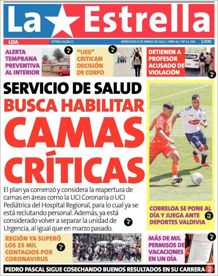 Portada de La Estrella de Loa (Chile)