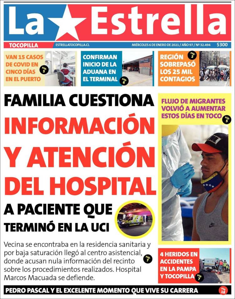 Portada de La Estrella de Tocopilla (Chile)