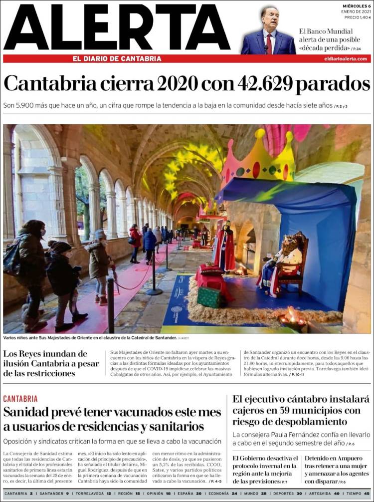 Portada de Alerta - El Diario de Cantabria (España)