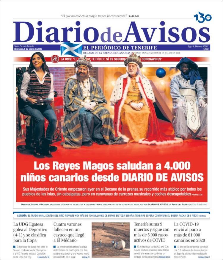 Portada de Diarios de Avisos (España)