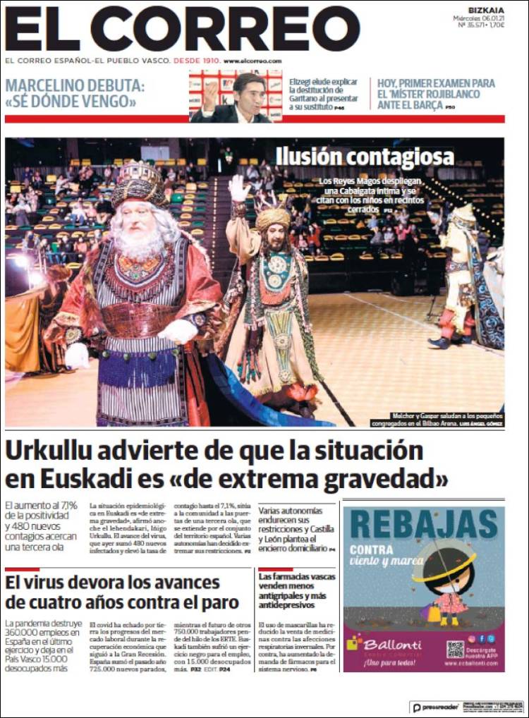 Portada de El Correo (España)