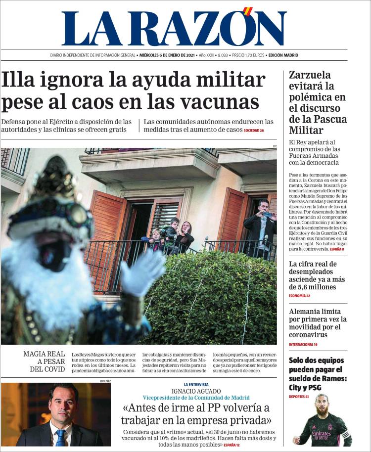 Portada de La Razón (España)