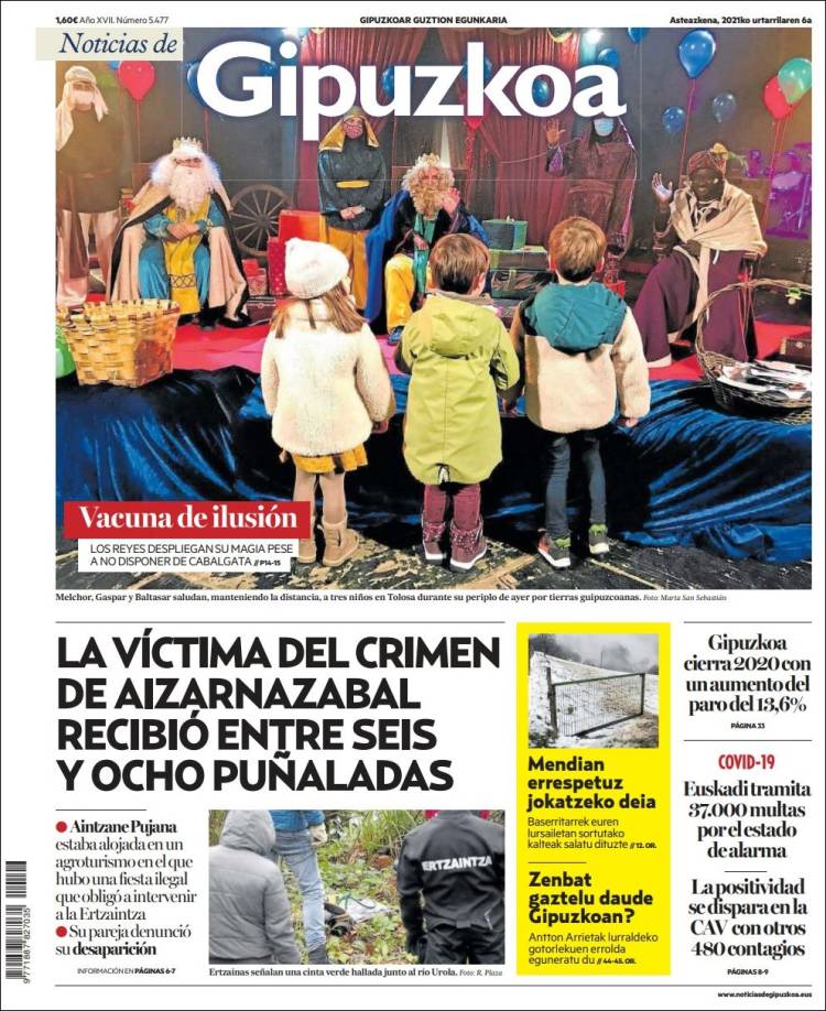 Portada de Noticias de Gipuzkoa (España)