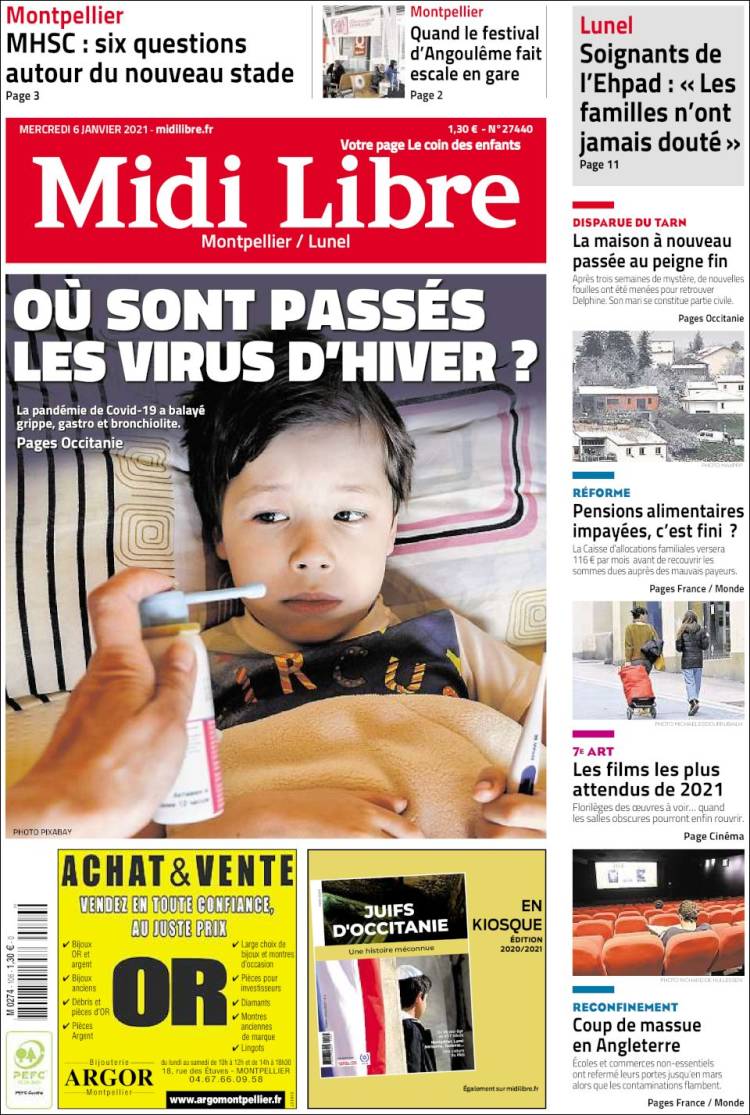 Portada de Midi Libre (Francia)