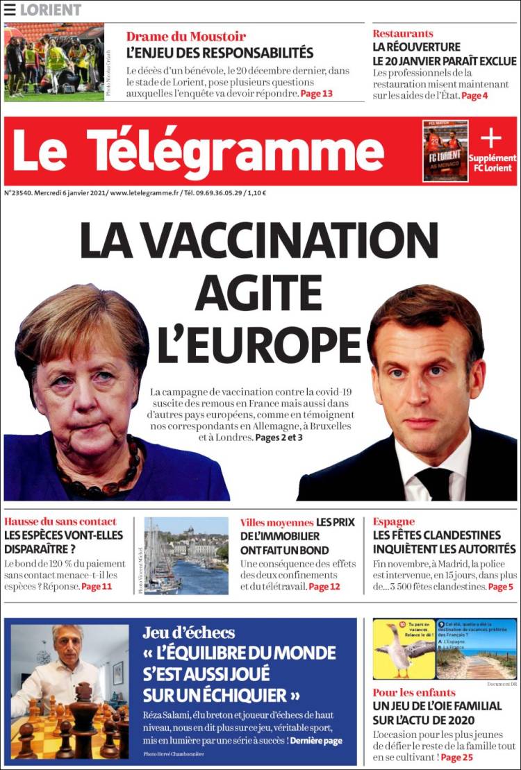 Portada de Télégramme (Francia)