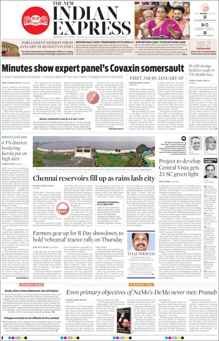 Portada de New Indian Express (India)