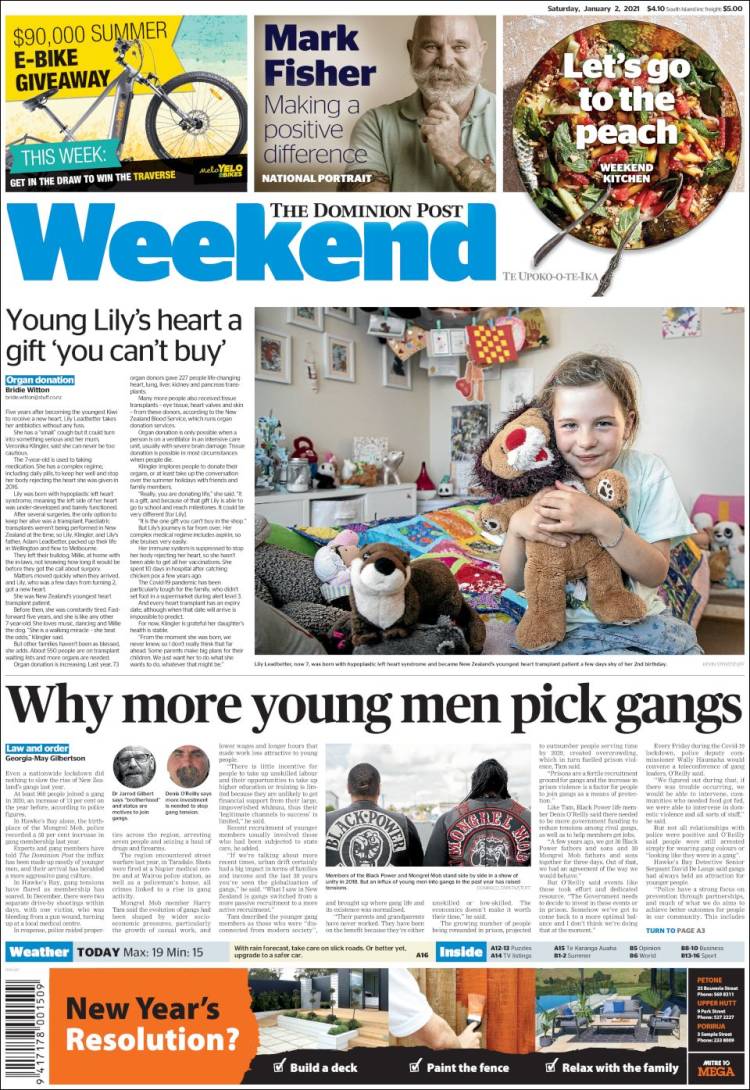Portada de The Dominion Post (Nueva Zelanda)