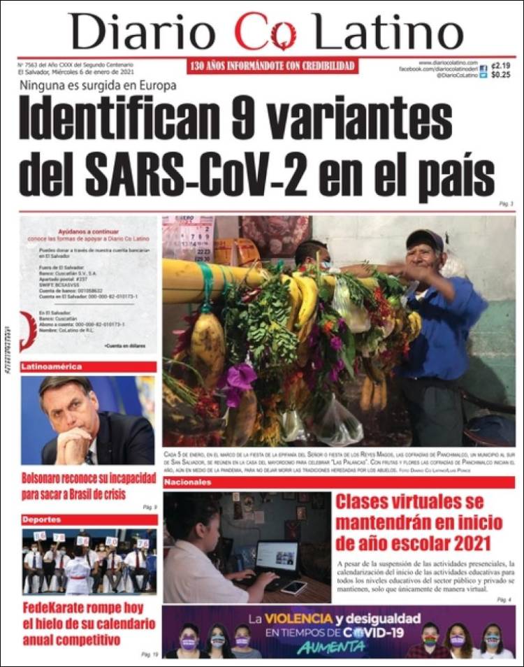 Portada de Diario Co Latino (El Salvador)