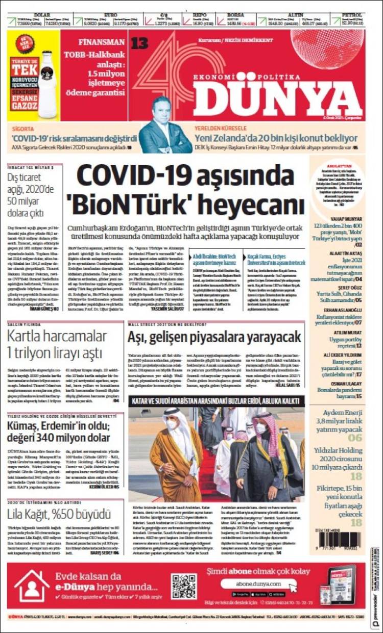 Portada de Dünya (Turqu&iacute;a)