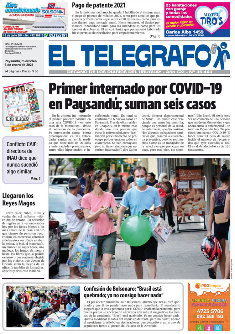 Portada de El Telégrafo (Uruguay)