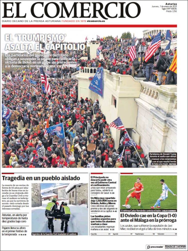 Portada de El Comercio (España)