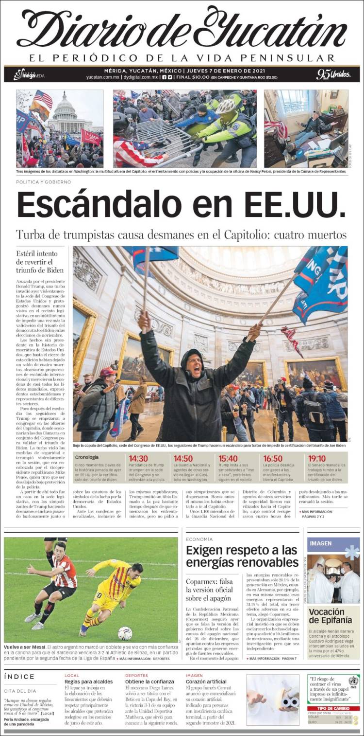 Portada de Diario de Yucatán (México)