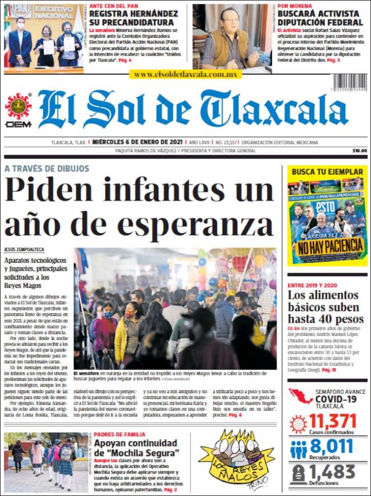 Portada de El Sol de Tlaxcala (México)