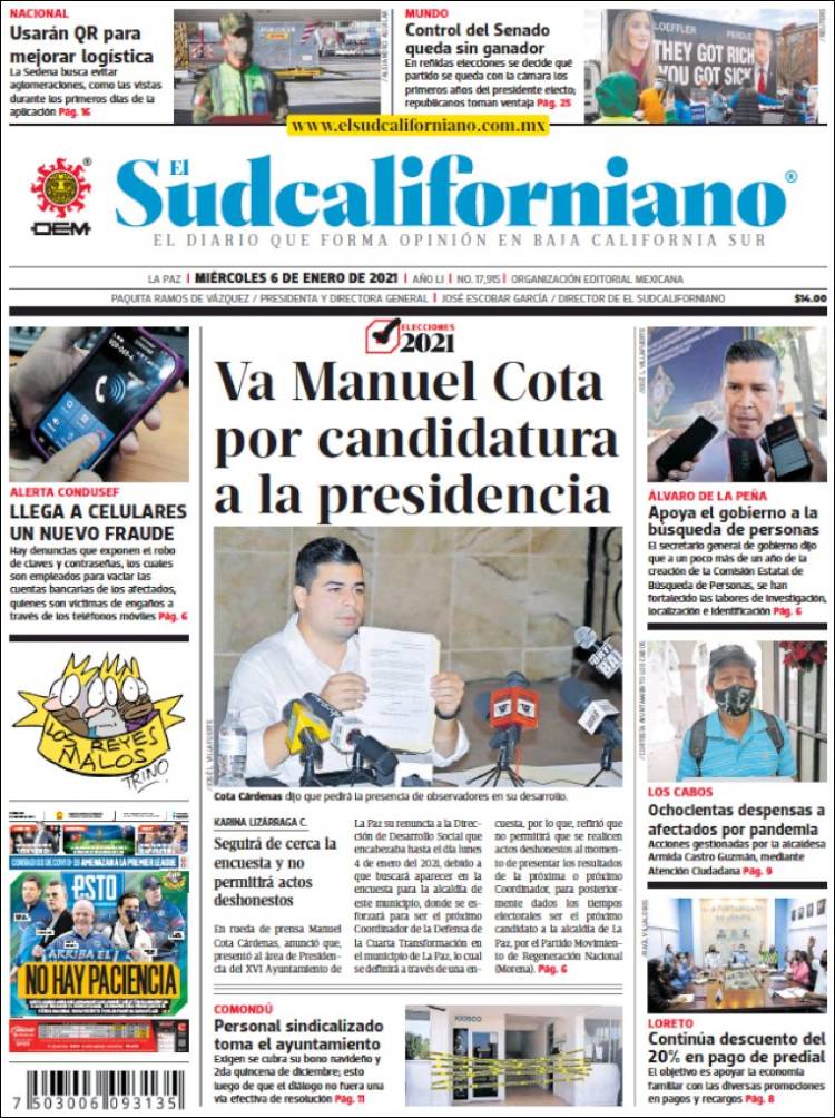 Portada de El Sudcaliforniano (México)