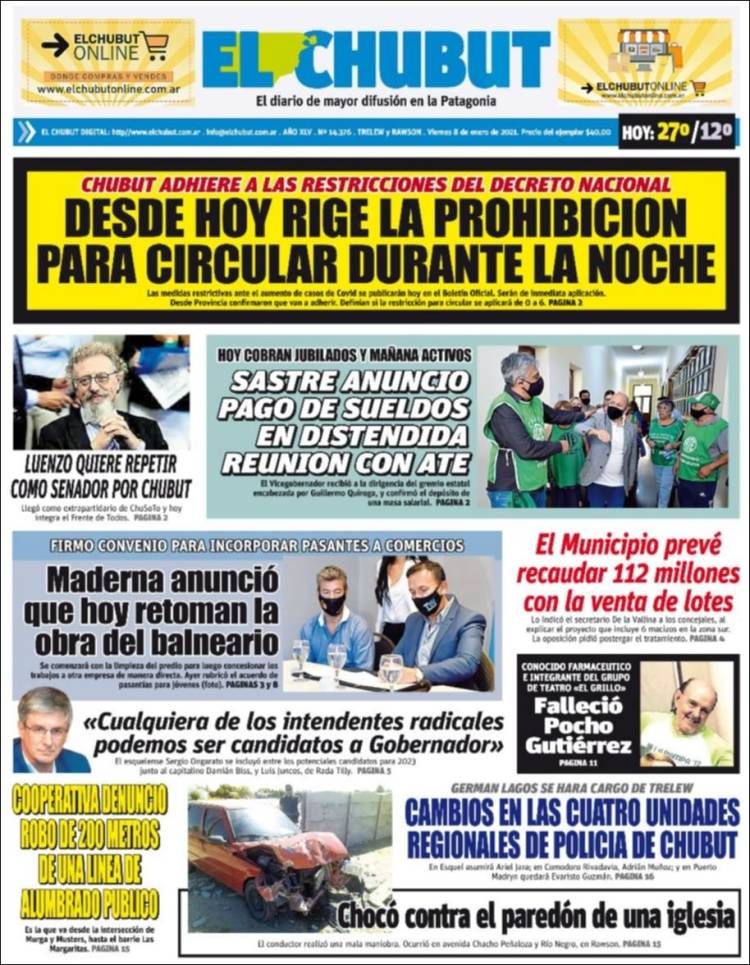 Portada de El Chubut (Argentina)