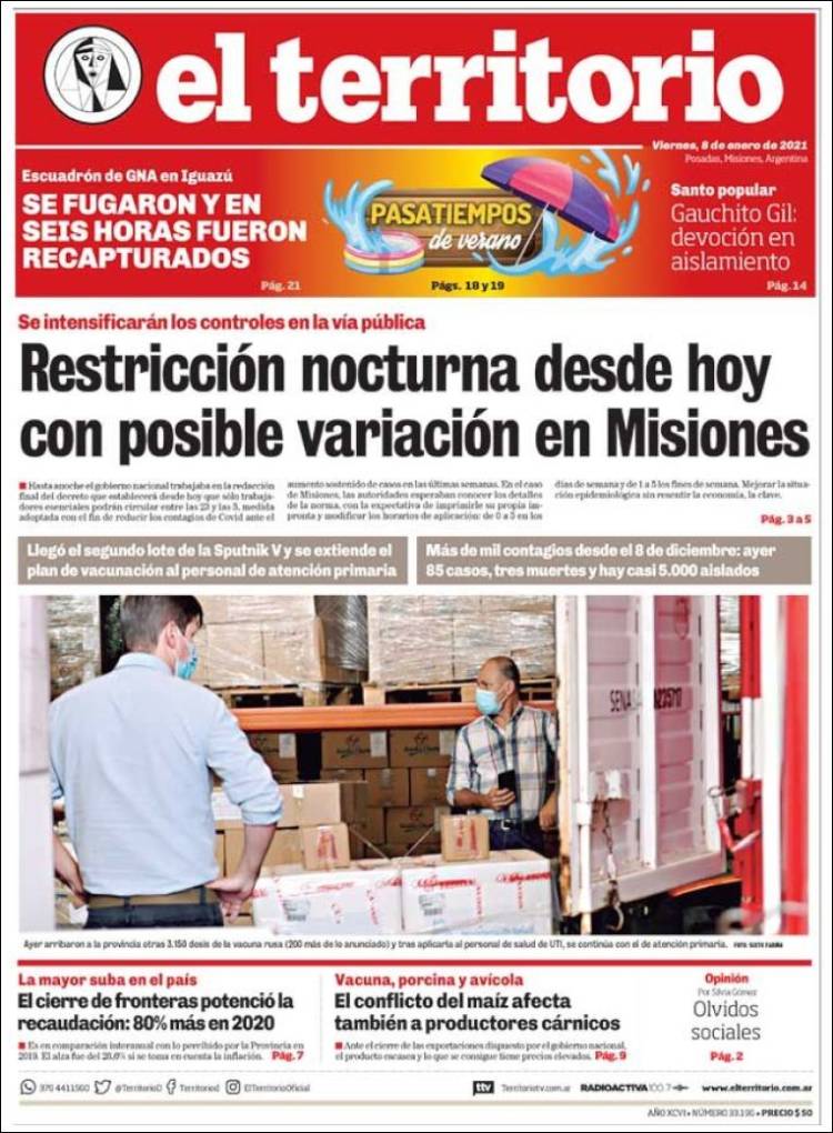 Portada de El Territorio (Argentina)