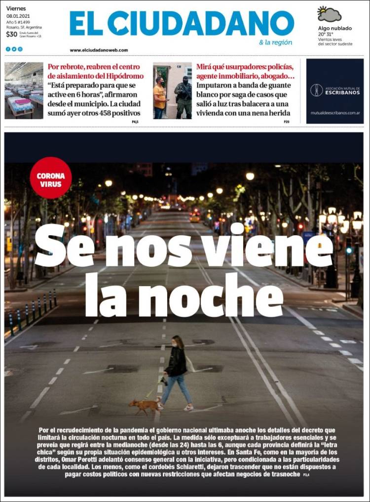 Portada de Diario El Ciudadano (Argentina)