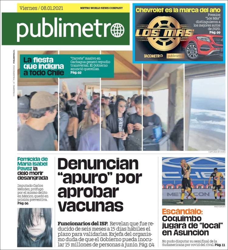 Portada de Publimetro (Chile)