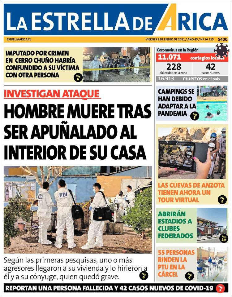 Portada de La Estrella de Arica (Chile)