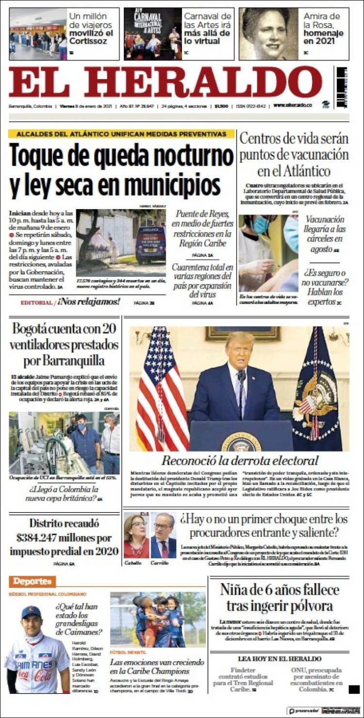 Portada de El Heraldo (Colombia)