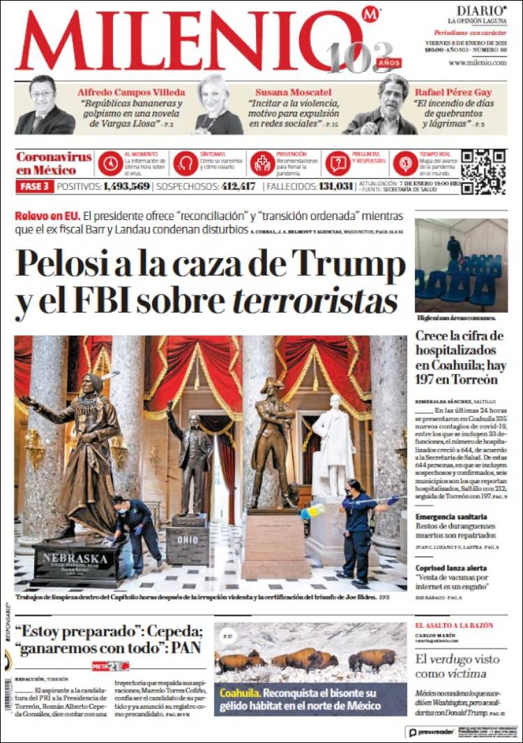 Portada de Milenio - Laguna (México)