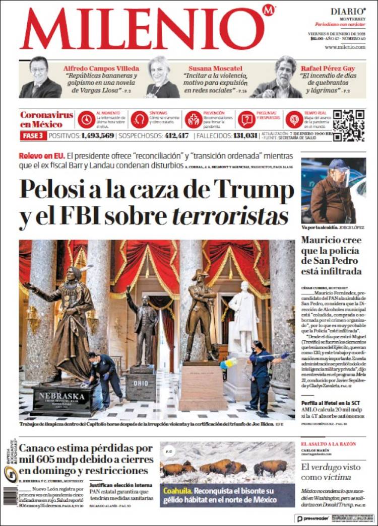 Portada de Milenio de Monterrey (México)