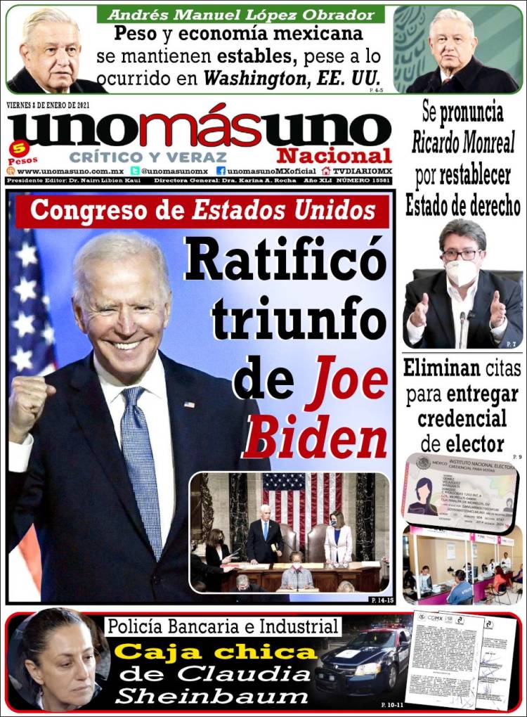 Portada de unomásuno (México)