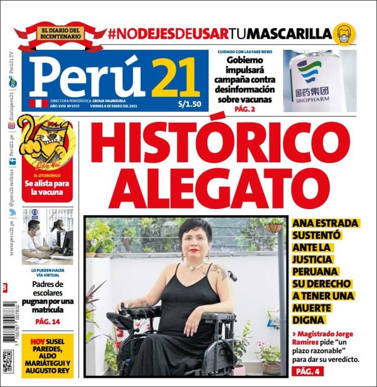 Portada de Perú 21 (Perú)