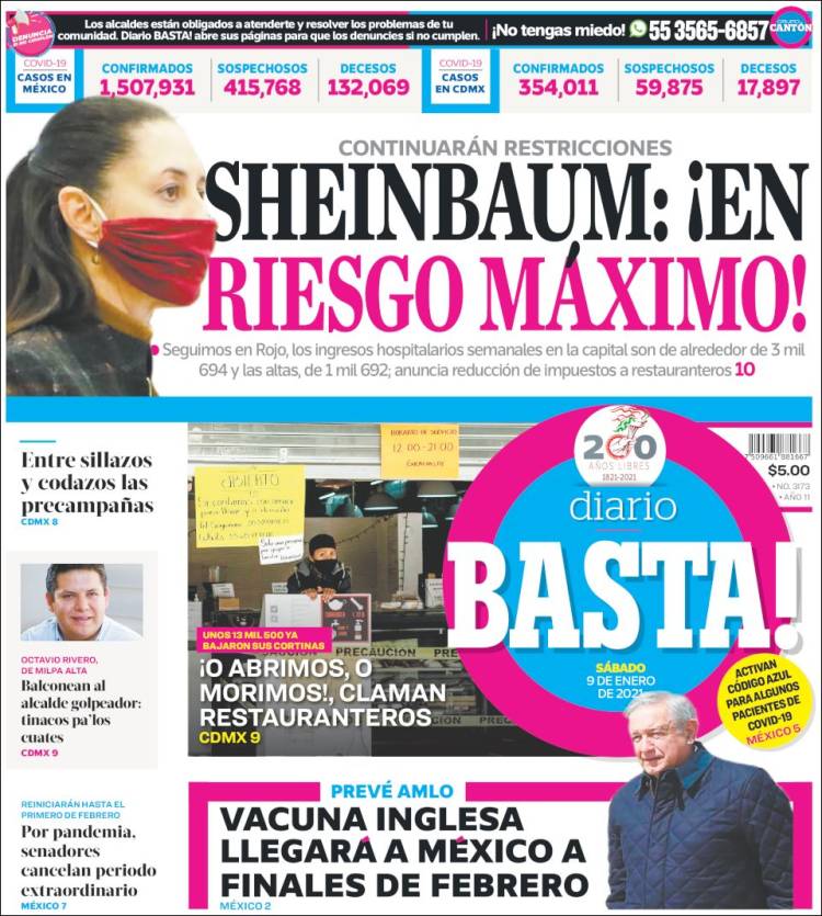 Portada de Diario Basta (México)