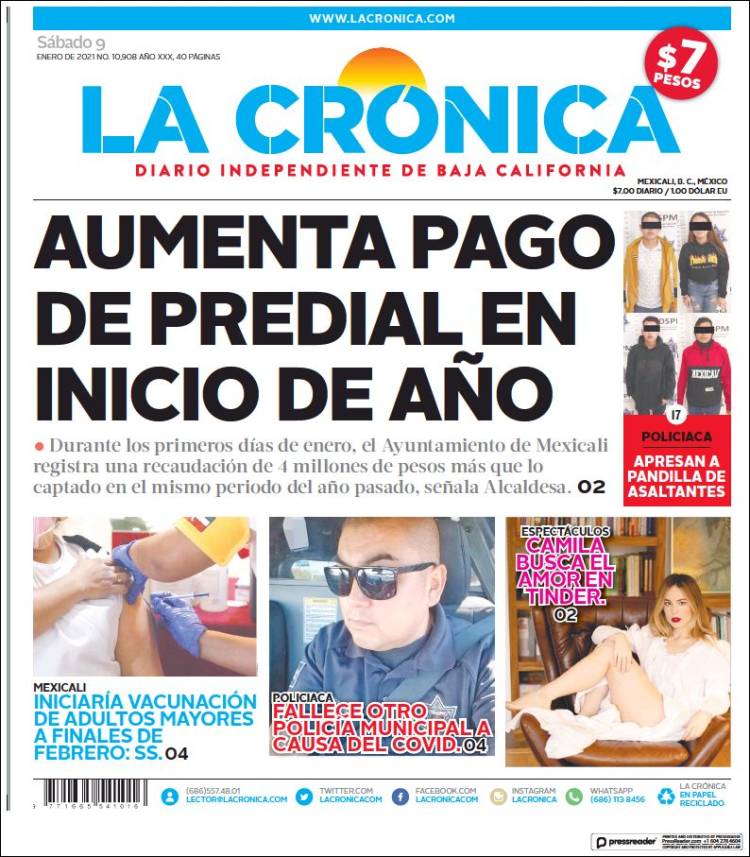 Portada de La Crónica de Baja California (México)