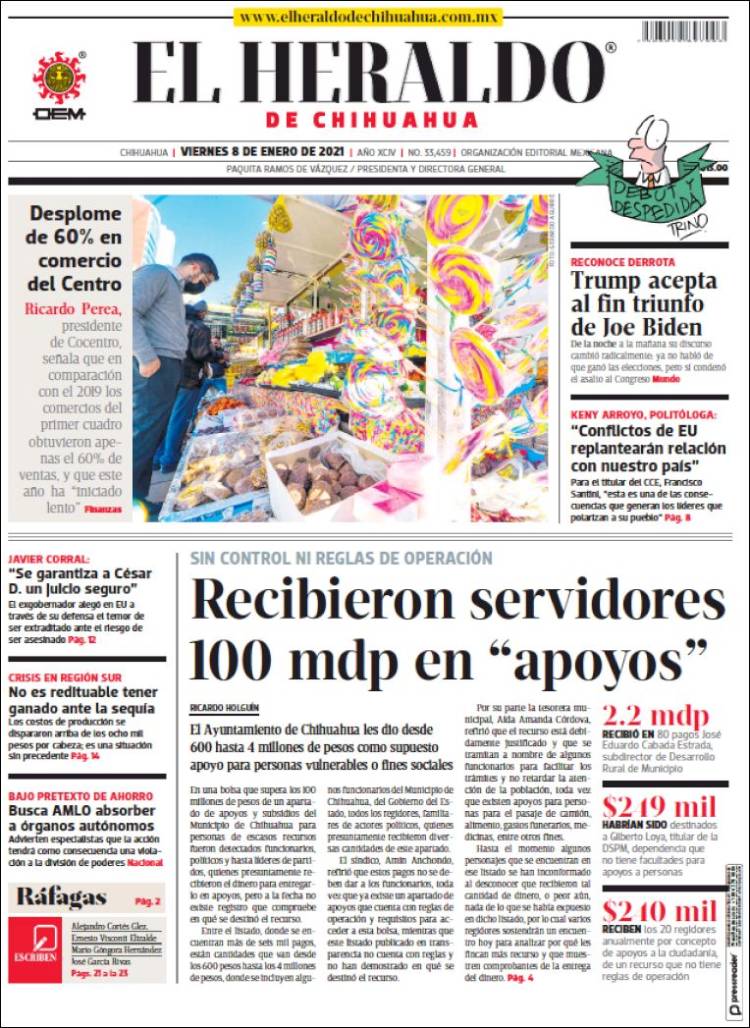 Portada de El Heraldo de Chihuahua (Mexico)