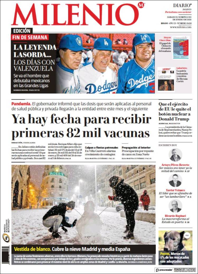 Portada de Milenio - Jalisco (México)