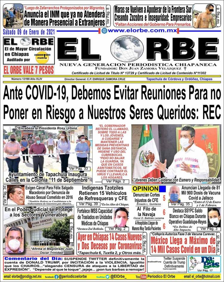 Portada de El Orbe (Mexico)