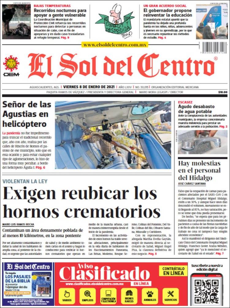 Portada de El Sol del Centro (México)