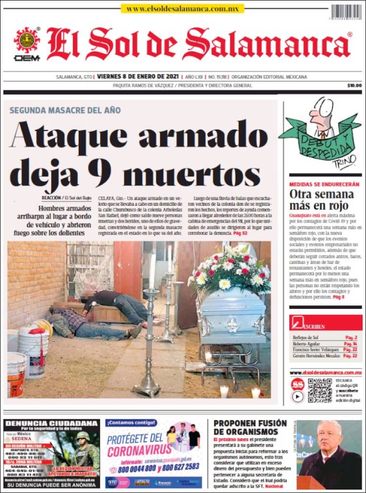 Portada de El Sol de Salamanca (México)