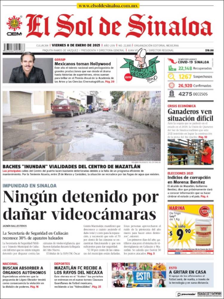 Portada de El Sol de Sinaloa (Mexico)