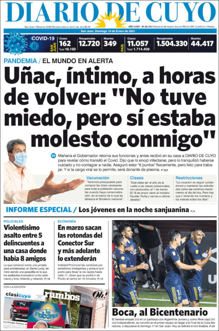 Portada de Diario de Cuyo (Argentina)
